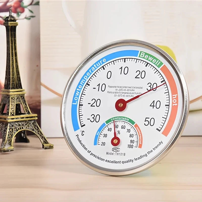 Mini Round Pointer Thermometer Hygrometer -30℃-50℃ Thermometer 20%-100% Hygrometer Indoor Office Humidity Monitor
