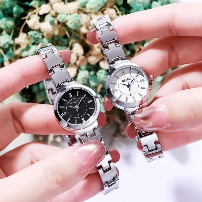 Retro Quartz Watch Ladies Elegant Studed Watch With Diamond Fashion Luxury Steel Belt Wristwatch Beautiful Gifts Casual Watches