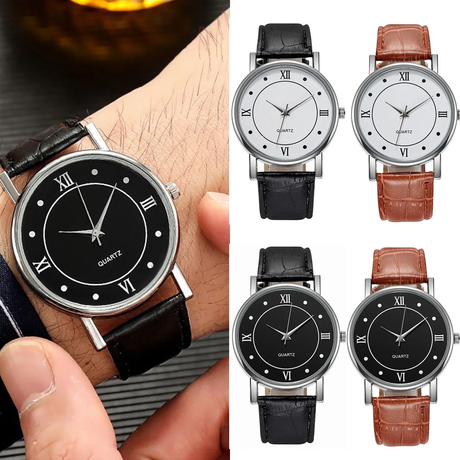 Classic Simple Men Business Quartz Watch Leather Round Dial Casual Classic Simple Men's Business Quartz Watchwrist Reloj Hombre