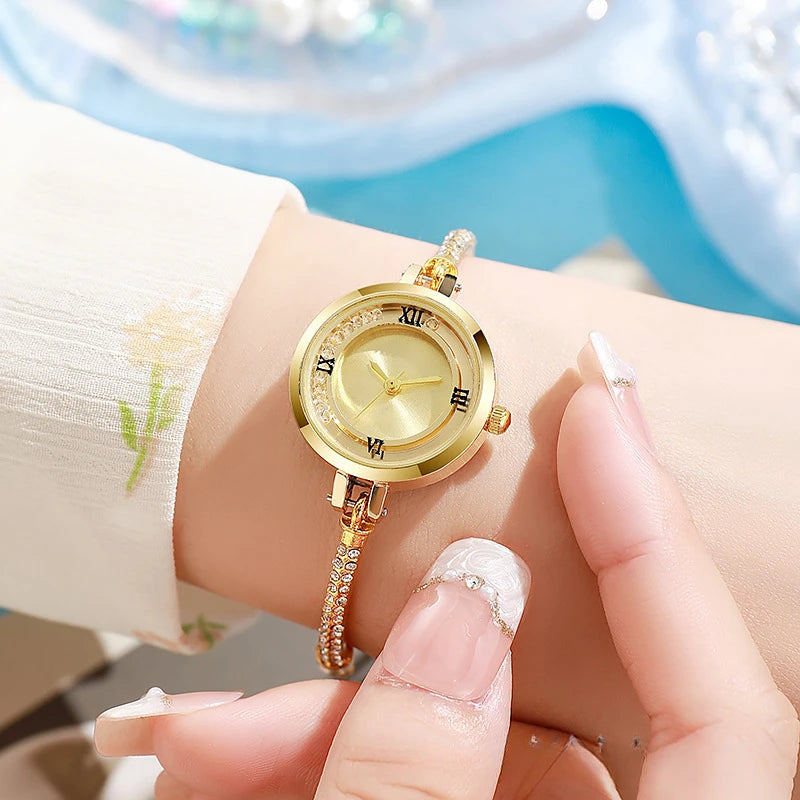 2025 Fashion Women's Wristwatch Gold Bracelet Small Dial Elegant Watch New Cute Women Steel Bracelet Watch Quartz Wristwatch
