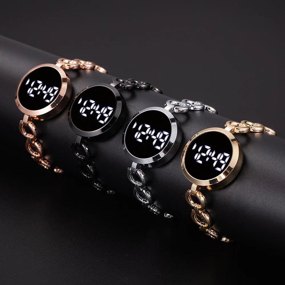 Women's Fashion Small Simple Touch Screen Chain Watch Women Steel Belt Student Bracelet Electronic Women Fashion Watch