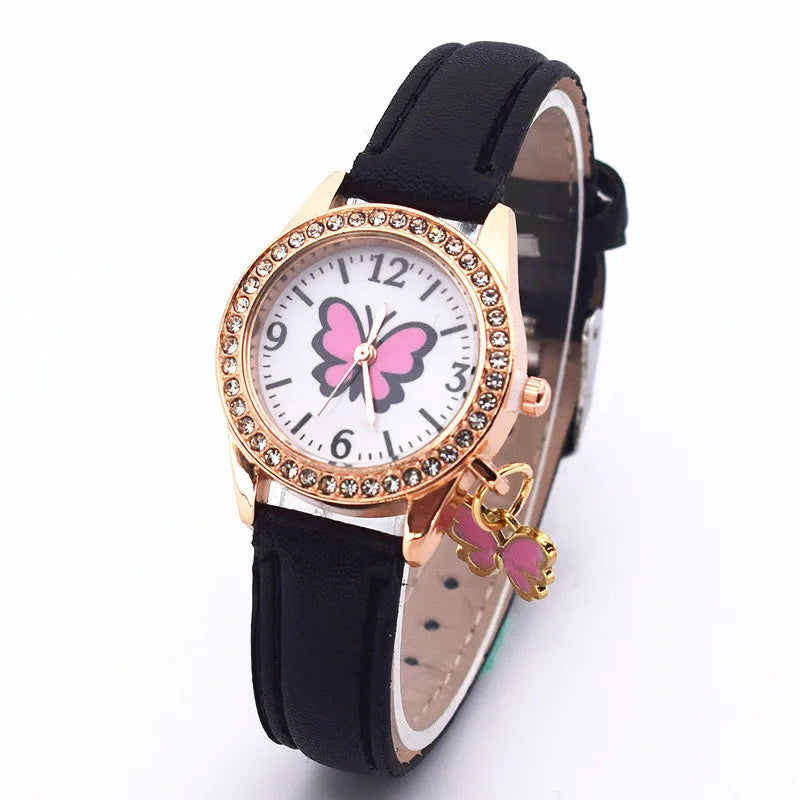 Lovely Girls Watches Butterfly Printing Silicone Candy Jelly Quartz Watches for Kids Children Girls Students Party Gifts Clock