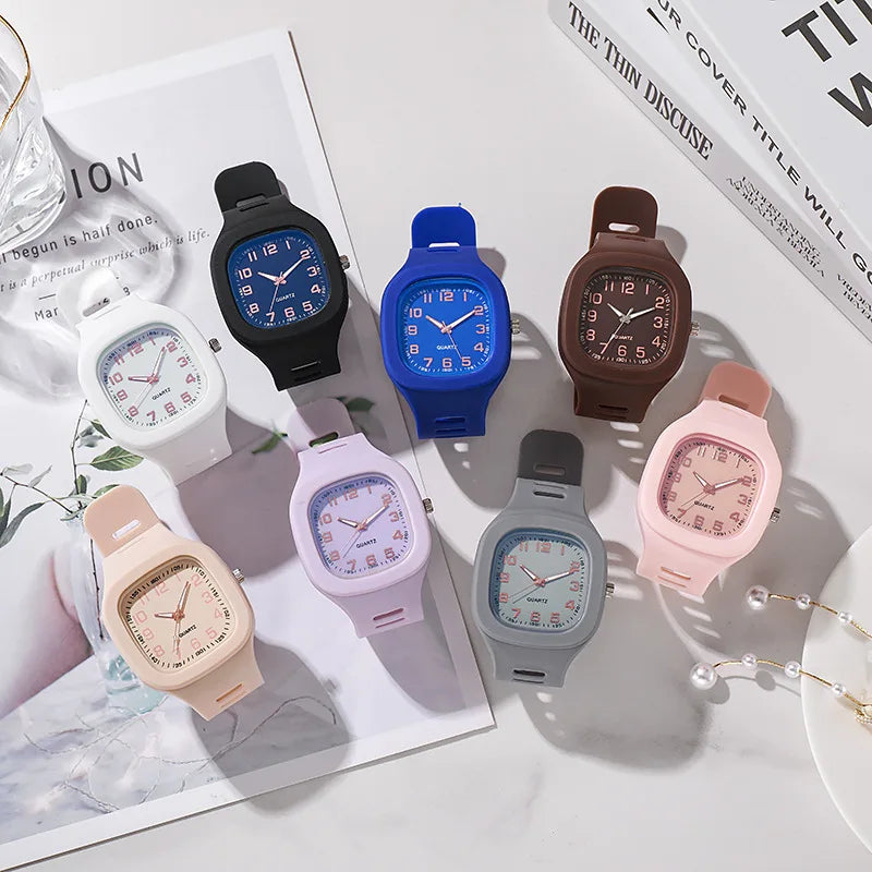 Fashion Women Watches Squartz Dial Watch Women Luxury Ladies Quartz Wristwatches Silicone Female Clock