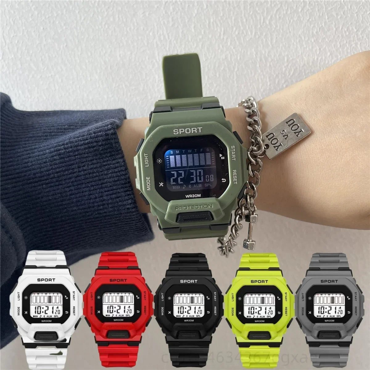 Men's Sports Watch Waterproof LED Digital Watches Student Outdoor Adventure Trend Multifunctional Electronic Watch Gift