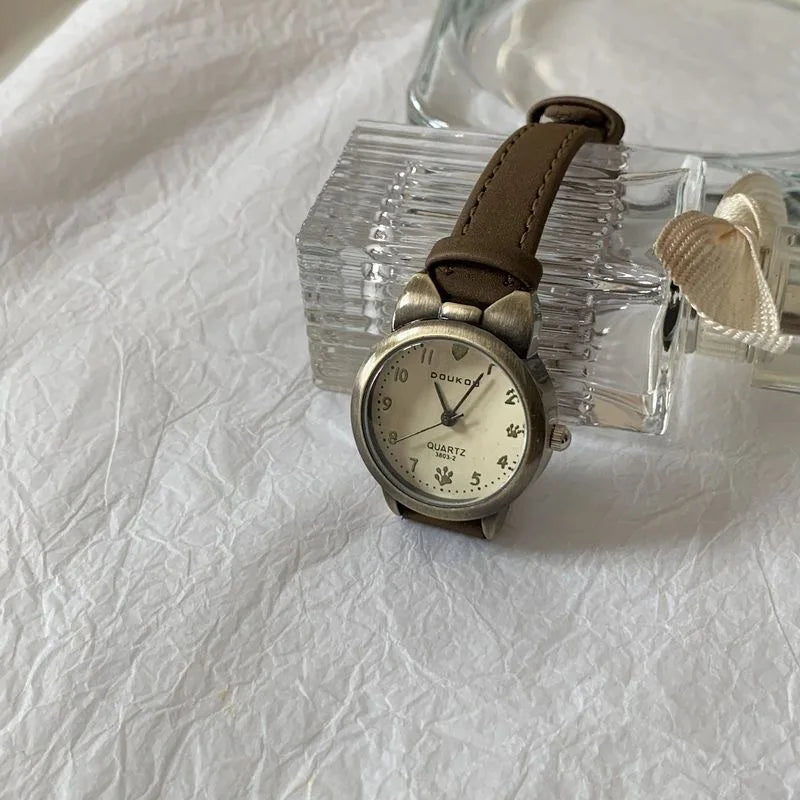 Cute Cat Ears Kids Children Watch Casual Women Quartz Wristwatch Pu Leather Watches For Women Clock Reloj Mujer Montre Femme
