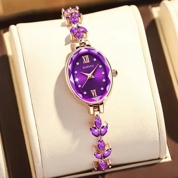 Women's Watches Light Luxury Diamond Inlaid For Clover Watch Waterproof Oval Ladies Fashion Quartz Bracelet Wristwatch