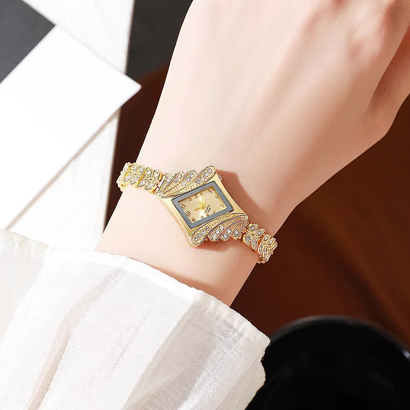 Fashion Women Watches Bracelet Watch Luxury Ladies Crystal Quartz Rhombus Bangle Rhinestone Wrist Watch Relogio Feminino