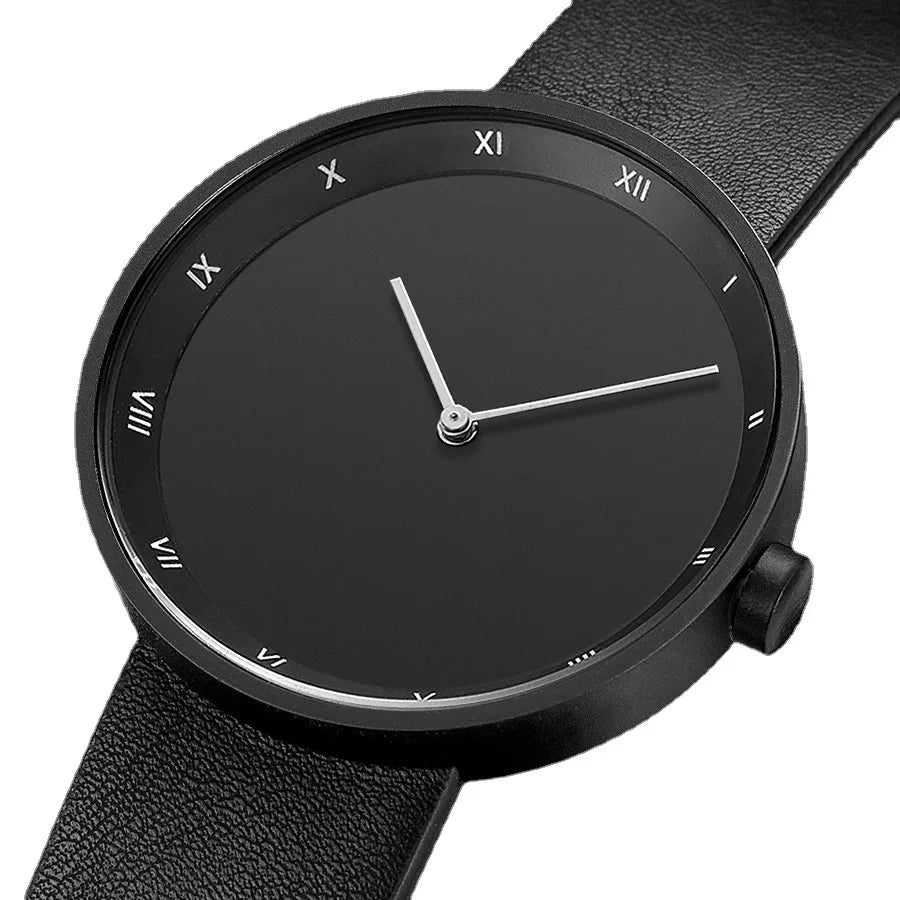 Mens Minimalist Style Simple Quartz Wristwatches PU Strap Casual Fashion Round Watch In Daily Sport Watches Relogios Masculino