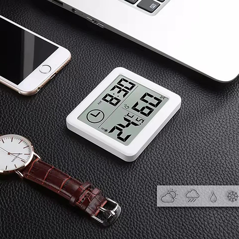 Digital Desk Wall Clock Temperature Humidity 3.2inch  LCD Digital Display Operated clock  Home Kitchen Office Desk Decorations